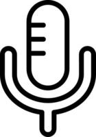 Black Microphone Outline Icon vector
