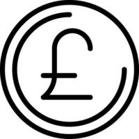 Pound Coin Outline Icon vector