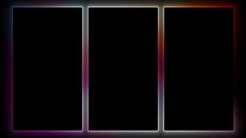 Three vertical gradient neon frame - background loop video