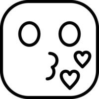 Kissing Face Smiling Black Icon vector
