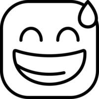 Grinning Face with Sweat Black Icon vector