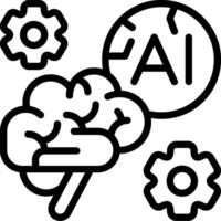 Artificial Intelligence Thinking Outline Icon vector
