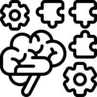 Puzzle Solving Brain Outline Icon vector