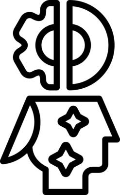 Black Fearless Mind Outline Icon