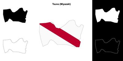 Tsuno, Miyazaki outline map set vector
