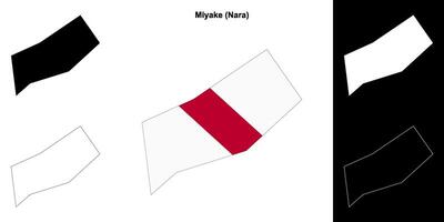 Miyake, Nara outline map set vector
