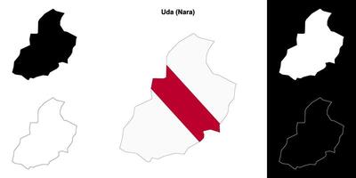 Uda, Nara outline map set vector