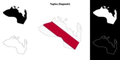 Togitsu, Nagasaki outline map set vector