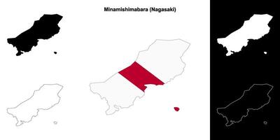 Minamishimabara, Nagasaki outline map set vector