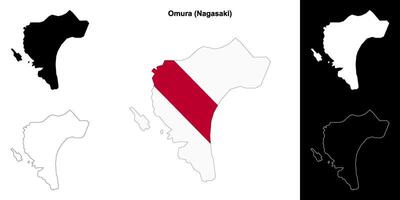 Omura, Nagasaki outline map set vector