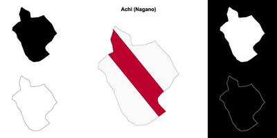 Achi, Nagano outline map set vector