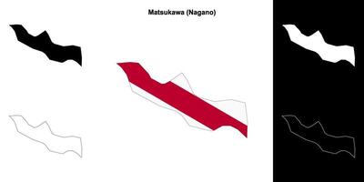 Matsukawa, Nagano outline map set vector