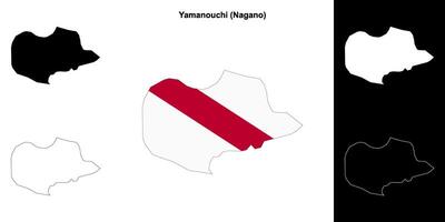 Yamanouchi, Nagano outline map set vector