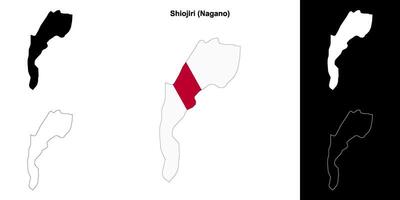 Shiojiri, Nagano outline map set vector