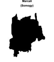 Marcali district blank outline map vector