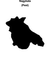 Nagykata district blank outline map vector