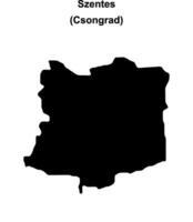 Szentes district blank outline map vector