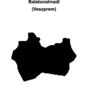 Balatonalmadi district blank outline map vector