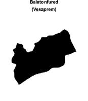 Balatonfured district blank outline map vector