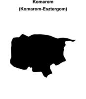 Komarom district blank outline map vector