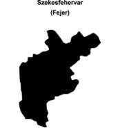 Szekesfehervar district blank outline map vector