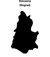 Szecseny district blank outline map vector