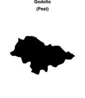 Godollo district blank outline map vector
