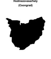 Hodmezovasarhely district blank outline map vector