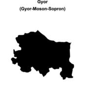 Gyor district blank outline map vector