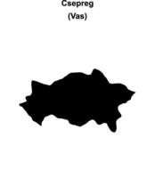 Csepreg district blank outline map vector