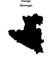 Csurgo district blank outline map vector