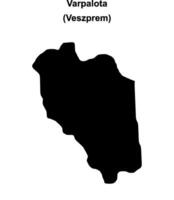 Varpalota district blank outline map vector