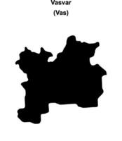 Vasvar district blank outline map vector