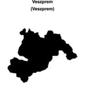 Veszprem district blank outline map vector