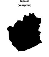 Tapolca district blank outline map vector