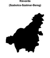 Kisvarda district blank outline map vector