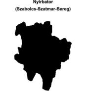 Nyirbator district blank outline map vector