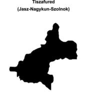 Tiszafured district blank outline map vector