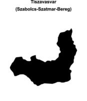 Tiszavasvar district blank outline map vector
