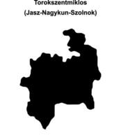 Torokszentmiklos district blank outline map vector