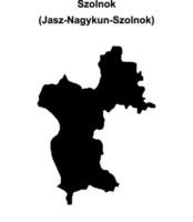 Szolnok district blank outline map vector
