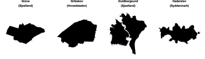 Greve, Gribskov, Guldborgsund, Haderslev outline maps vector