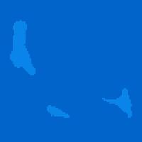 Blue halftone dot outline map background of Comoros vector