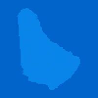 Blue halftone dot outline map background of Barbados vector