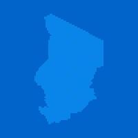 Blue halftone dot outline map background of Chad vector
