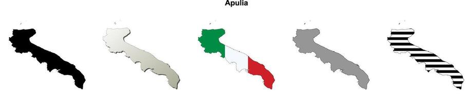 Apulia region blank outline map set vector