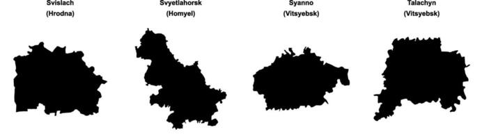 Svislach, Svyetlahorsk, Syanno, Talachyn outline maps vector