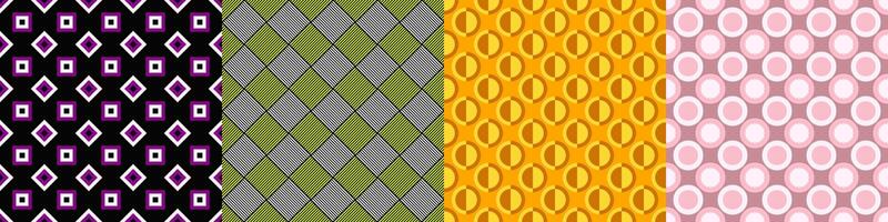 Geometric seamless three tone pattern background set vector