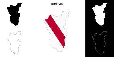 Taketa, Oita outline map set vector