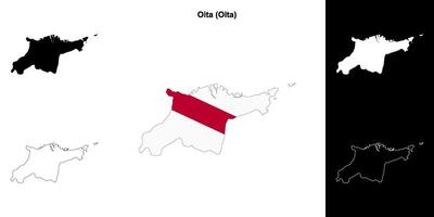 Oita, Oita outline map set vector
